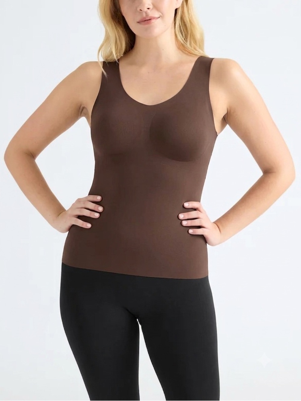Knix Espresso Brown Luxe Lift Seamless Shaping Scoop Neck Compression Tank Sz L